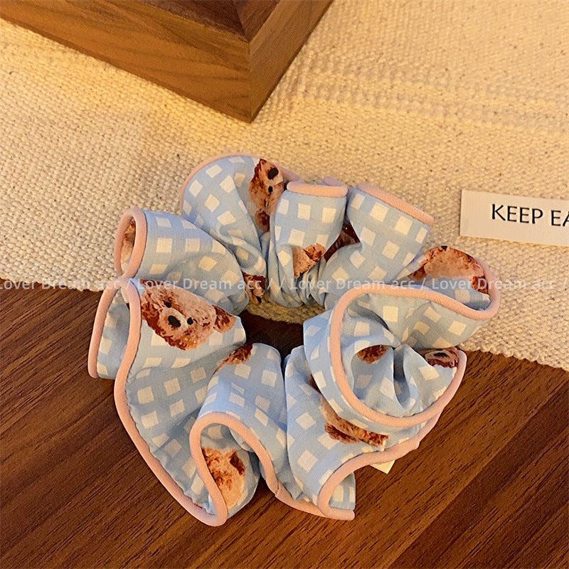 Wholesale of Colored Bear Floral Fabrics Hair Scrunchies
